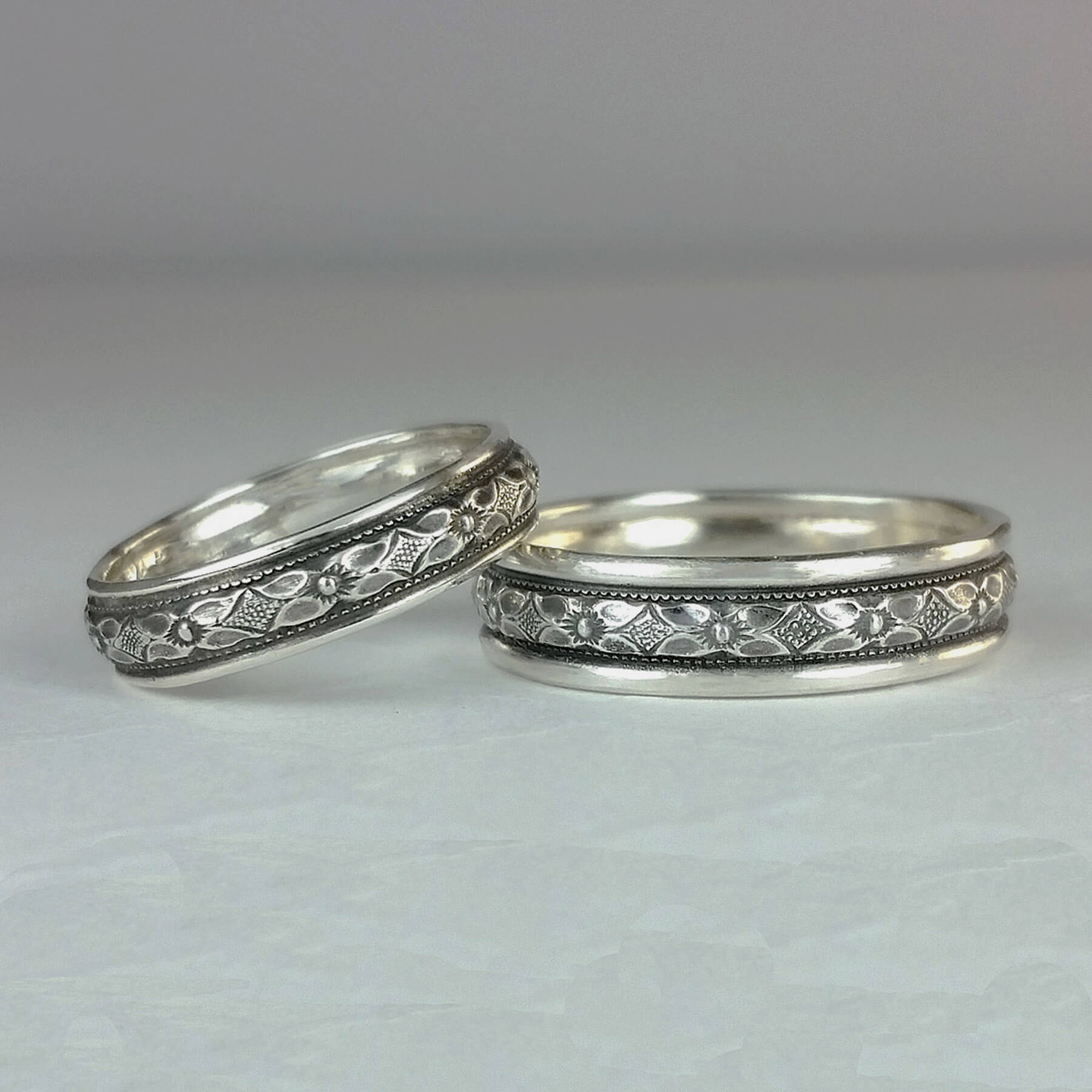 Nontraditional Wedding Bands in Sterling Silver and 14kt Gold Kryzia