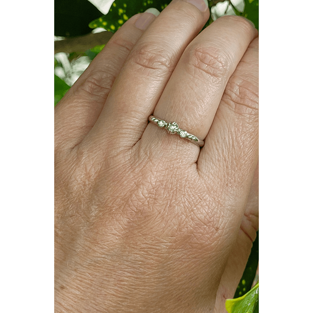 Art Deco Style Pearl and Diamond Ring in Sterling Silver