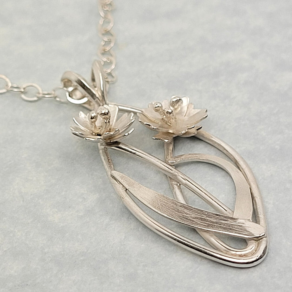 cornflowers necklace in sterling silver