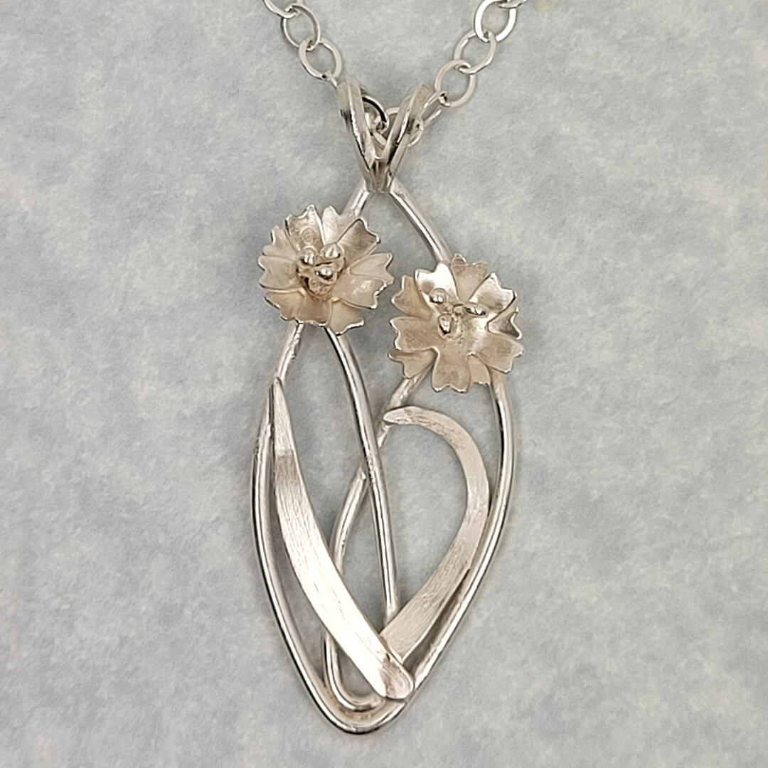 cornflowers necklace in sterling silver
