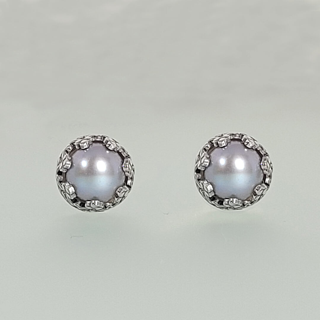 Vintage Genuine Gray sold Pearl Earrings