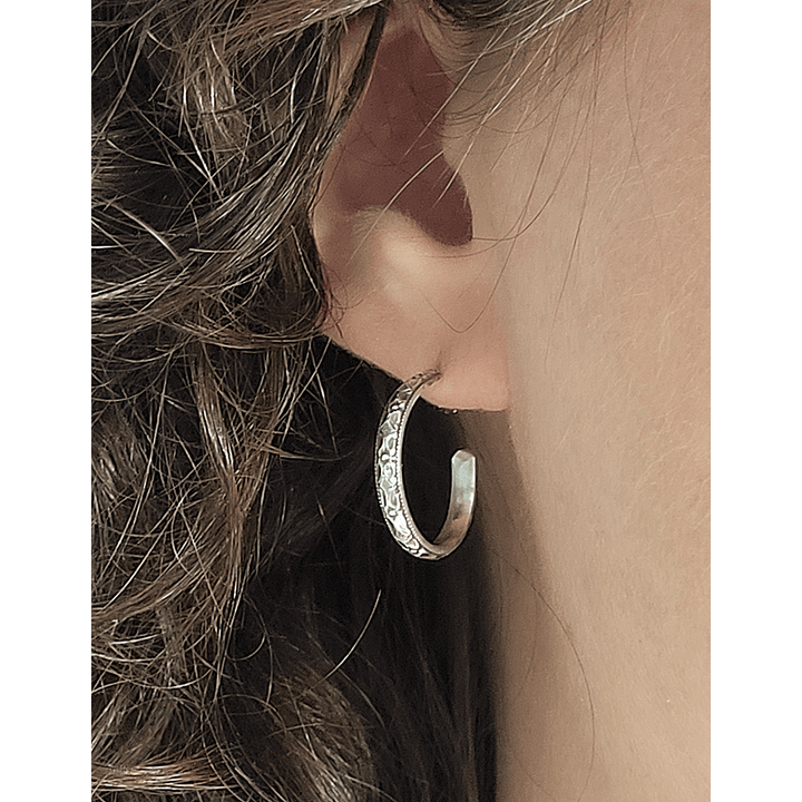 Edwardian Style Floral Hoop Earrings in Sterling Silver