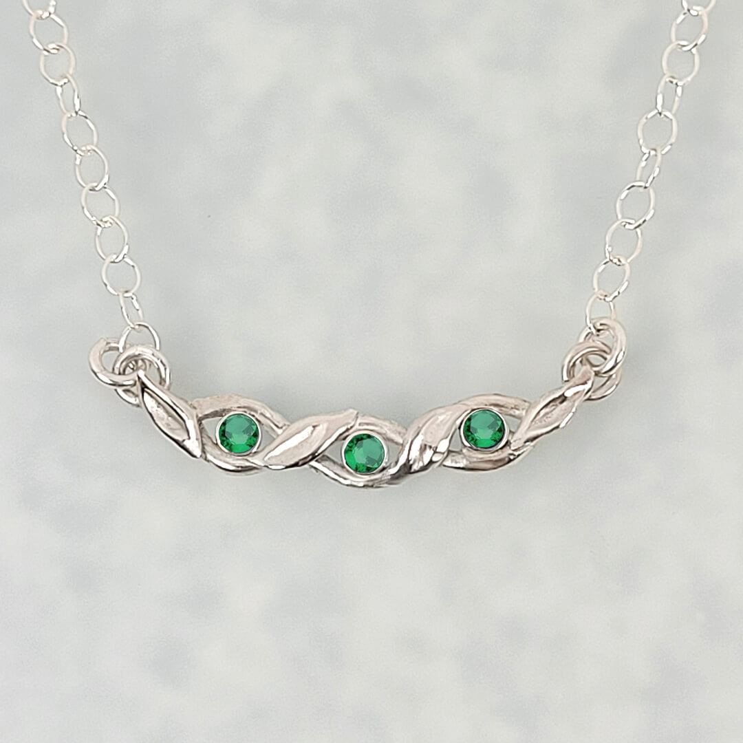 Emerald Vine Necklace in Sterling Silver