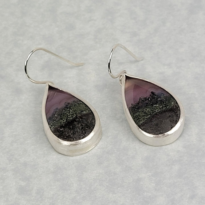 Scenic Purple Moss Agate Earrings in Sterling Silver