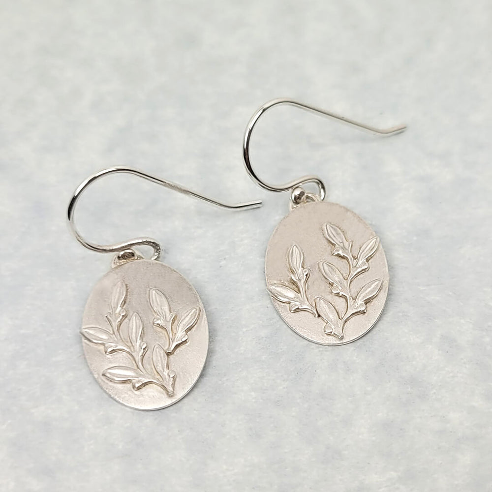 floral leaf drop earrings in sterling silver