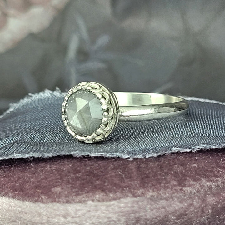 Silvery Gray Sapphire Ring in Sterling Silver