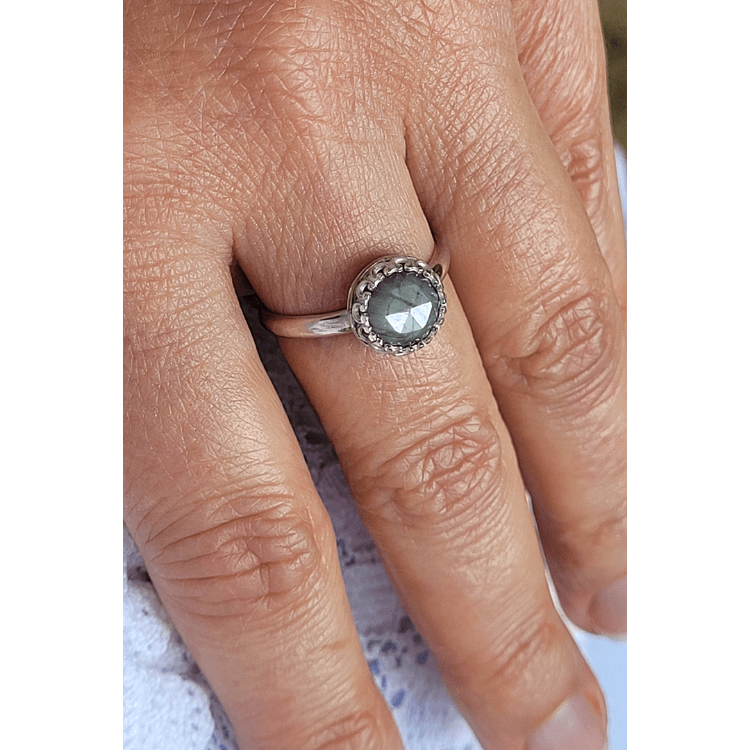 Silvery Gray Sapphire Ring in Sterling Silver