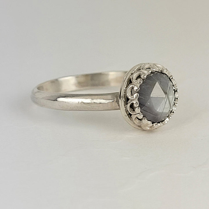 Silvery Gray Sapphire Ring in Sterling Silver