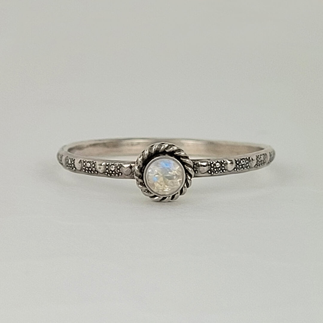 June Moonstone Birthstone Ring in Sterling Silver