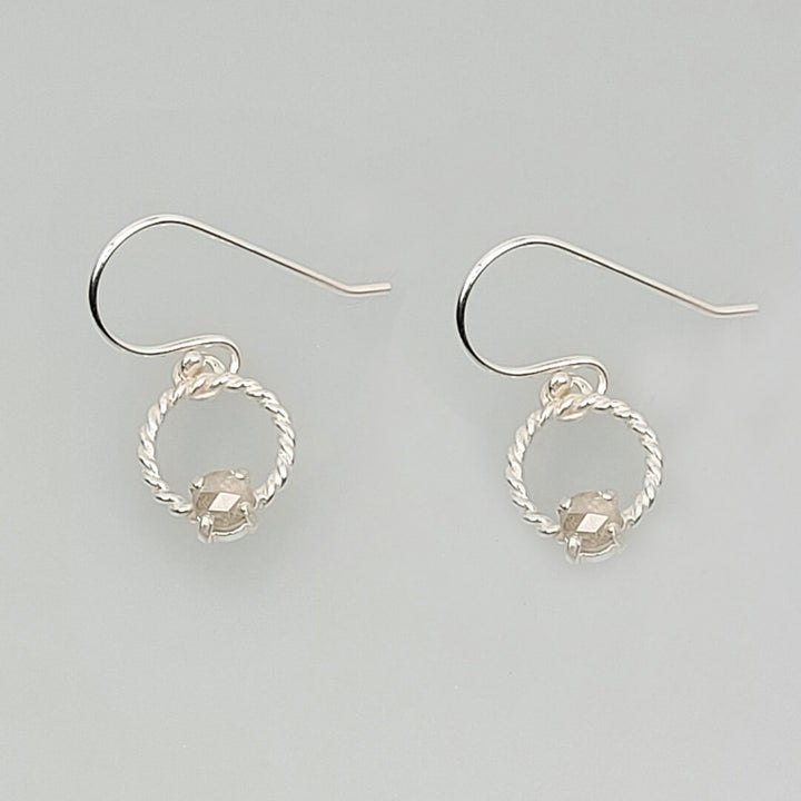 Light Gray Milky Diamond Drop Earrings in Sterling Silver