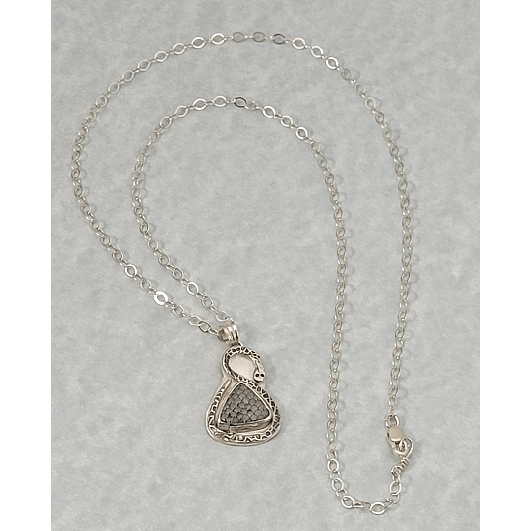 Wrasse Snakeskin Agate Stone Snake Necklace in Sterling Silver