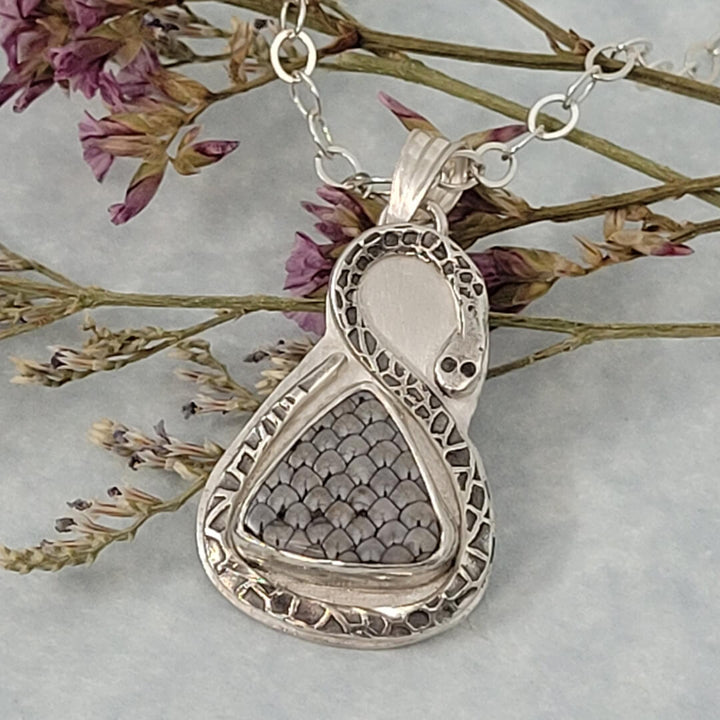Wrasse Snakeskin Agate Stone Snake Necklace in Sterling Silver
