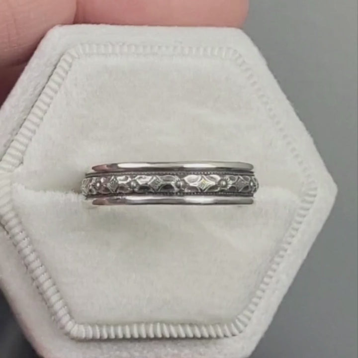 Vintage Style Edwardian men's sterling silver wedding band