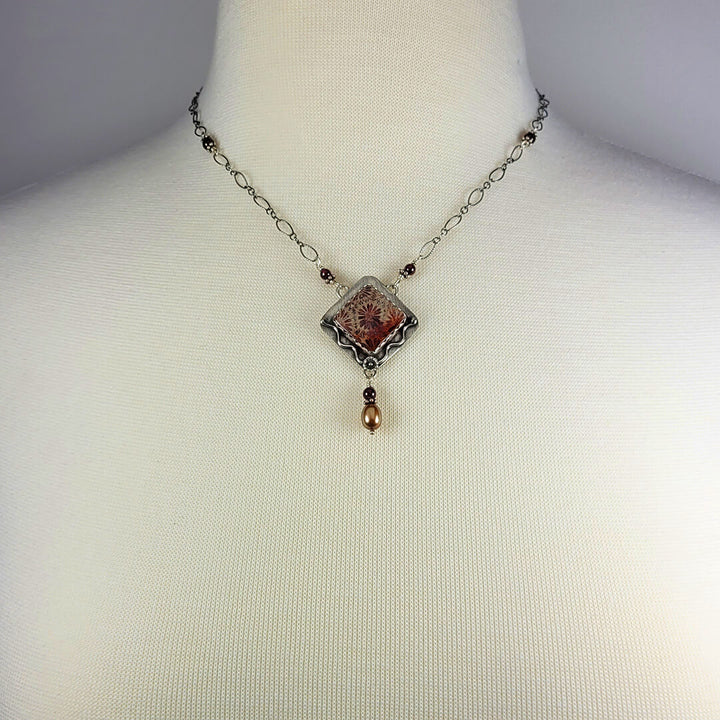 floral fossil coral necklace