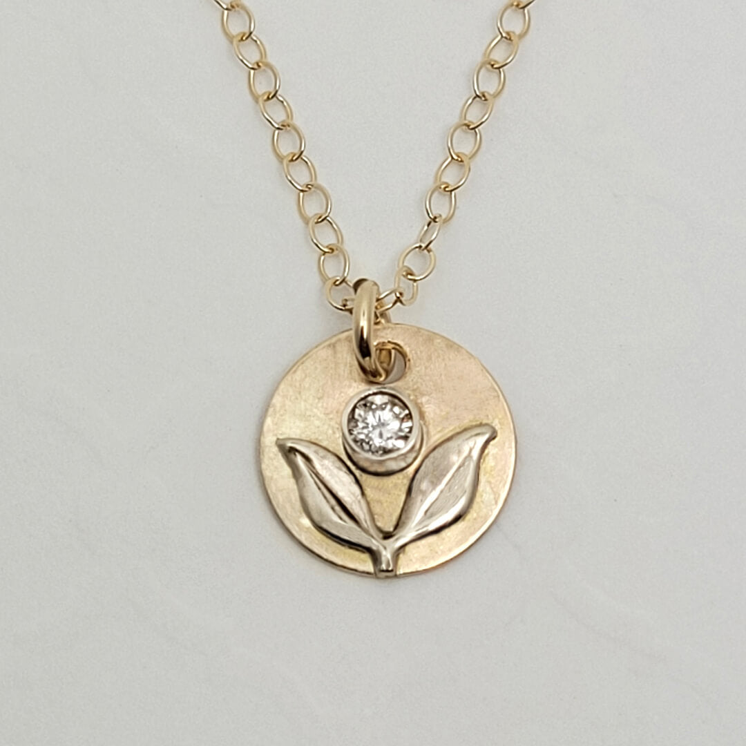 Flower Diamond Necklace in 14kt Gold