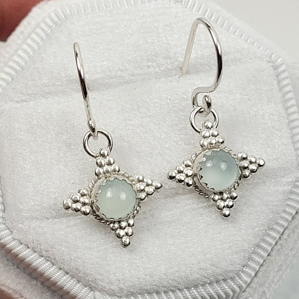 sterling silver starburst earrings with aquamarine 