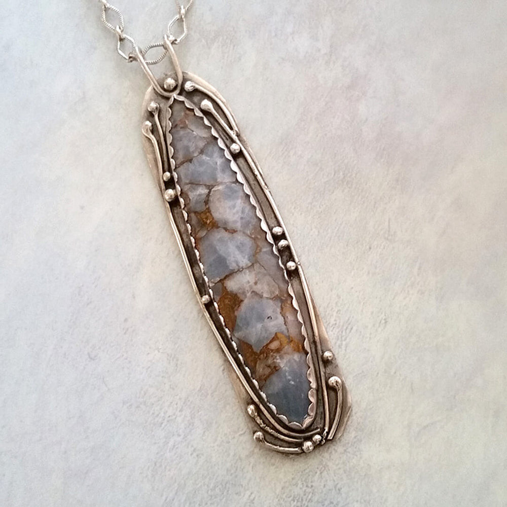 winter's lake blue calcite necklace