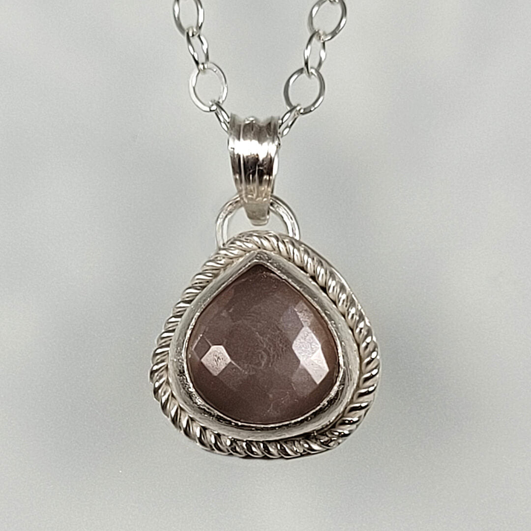 chocolate moonstone necklace in sterling silver