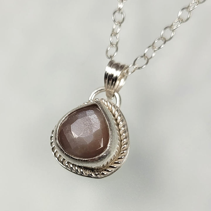 chocolate moonstone trillion cut necklace