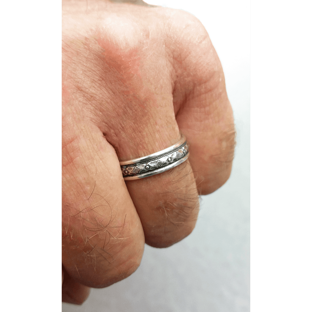 Vintage Style Edwardian men's sterling silver wedding band