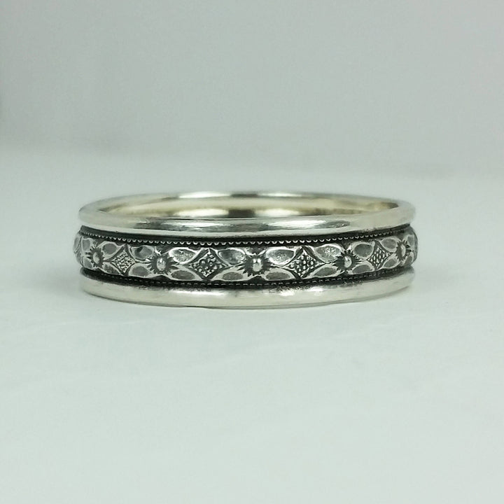 Edwardian Vintage Style men's sterling silver wedding band