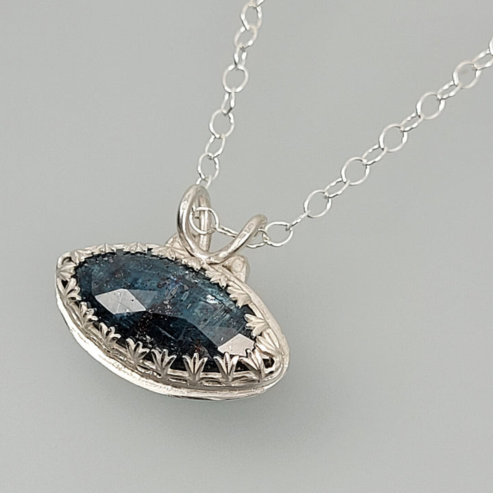 Marquise Kyanite Necklace in Sterling Silver, Vintage Style