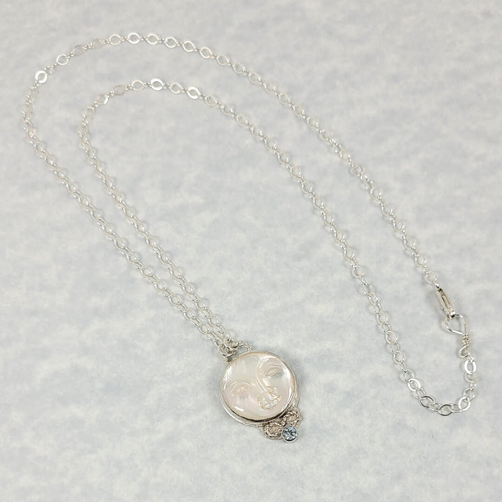 mother of pearl moon face necklace 