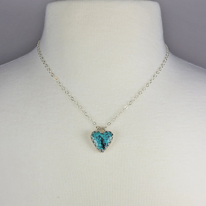 turquoise heart necklace sterling silver