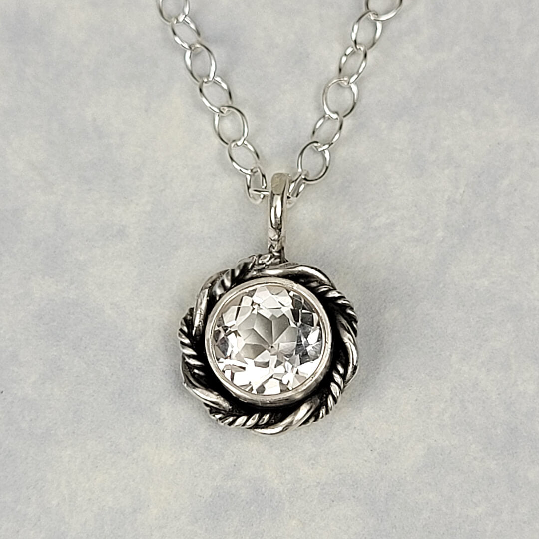 White topaz pendant necklace discount