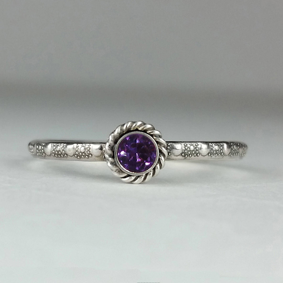 amethyst birthstone stacking ring
