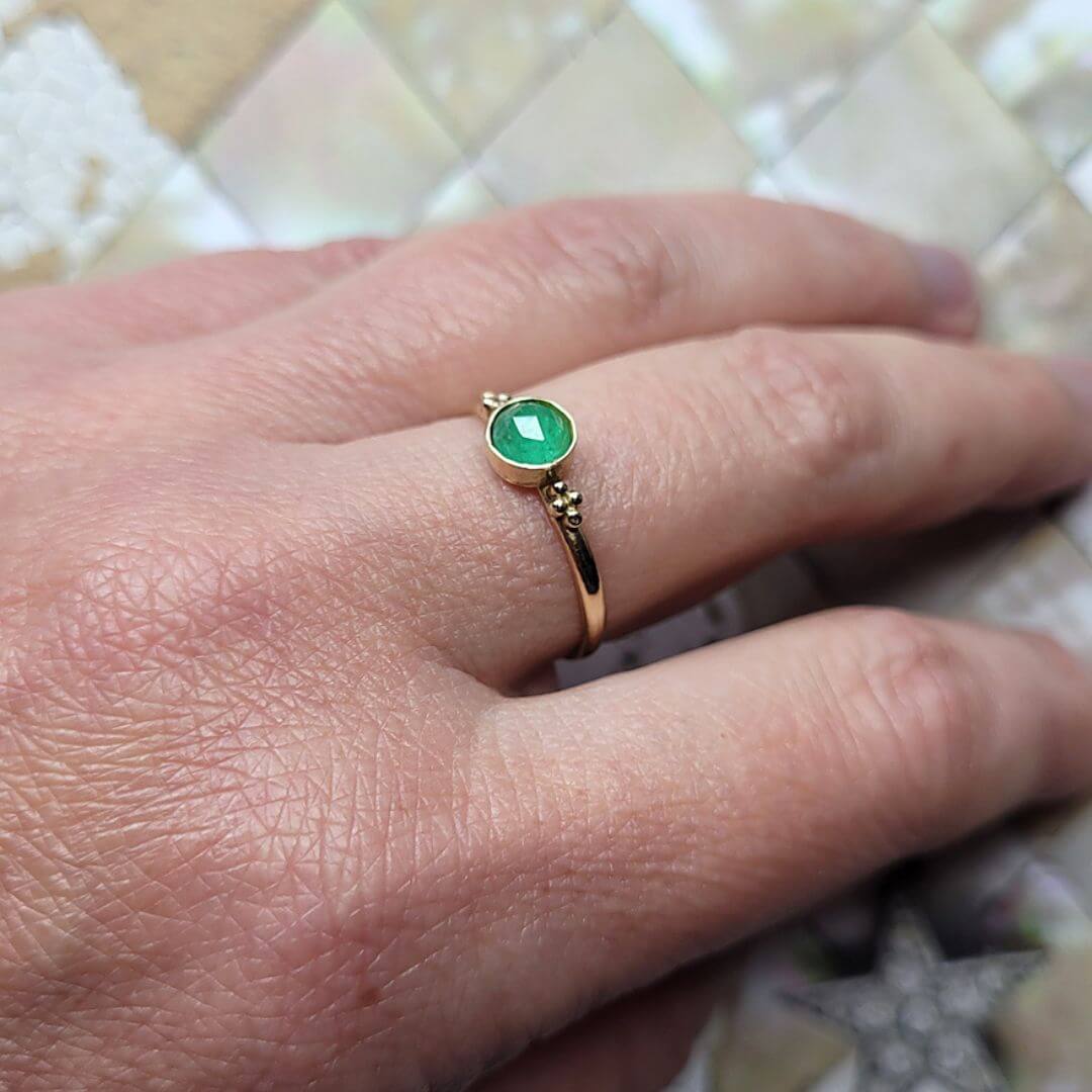 Grace Emerald Ring in 14kt Yellow Gold