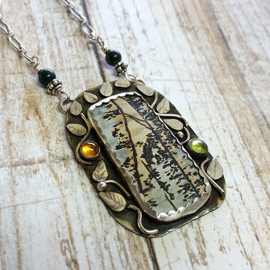 Vine necklace with nature's paintbrush stone
