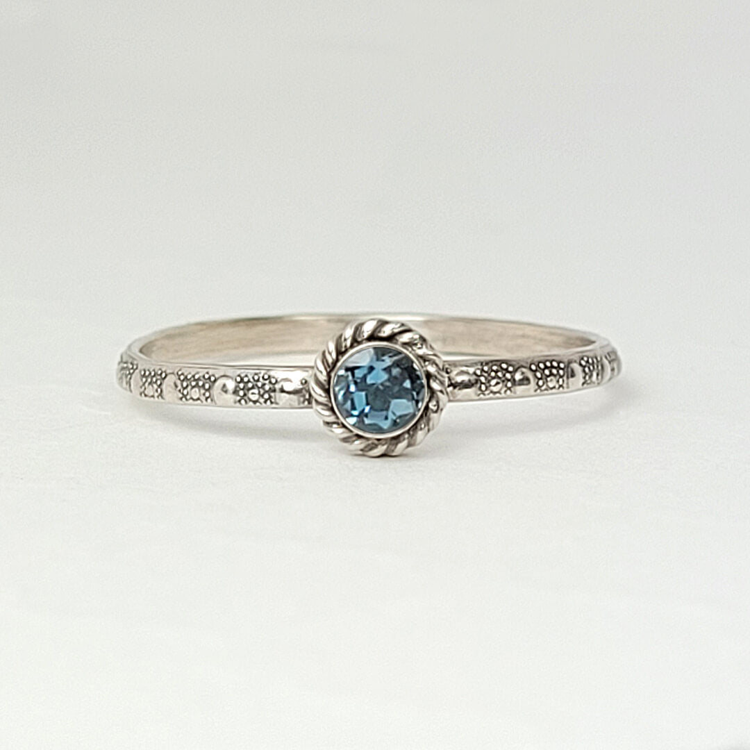 Vintage Style London Blue Topaz December Birthstone Ring in Sterling Silver