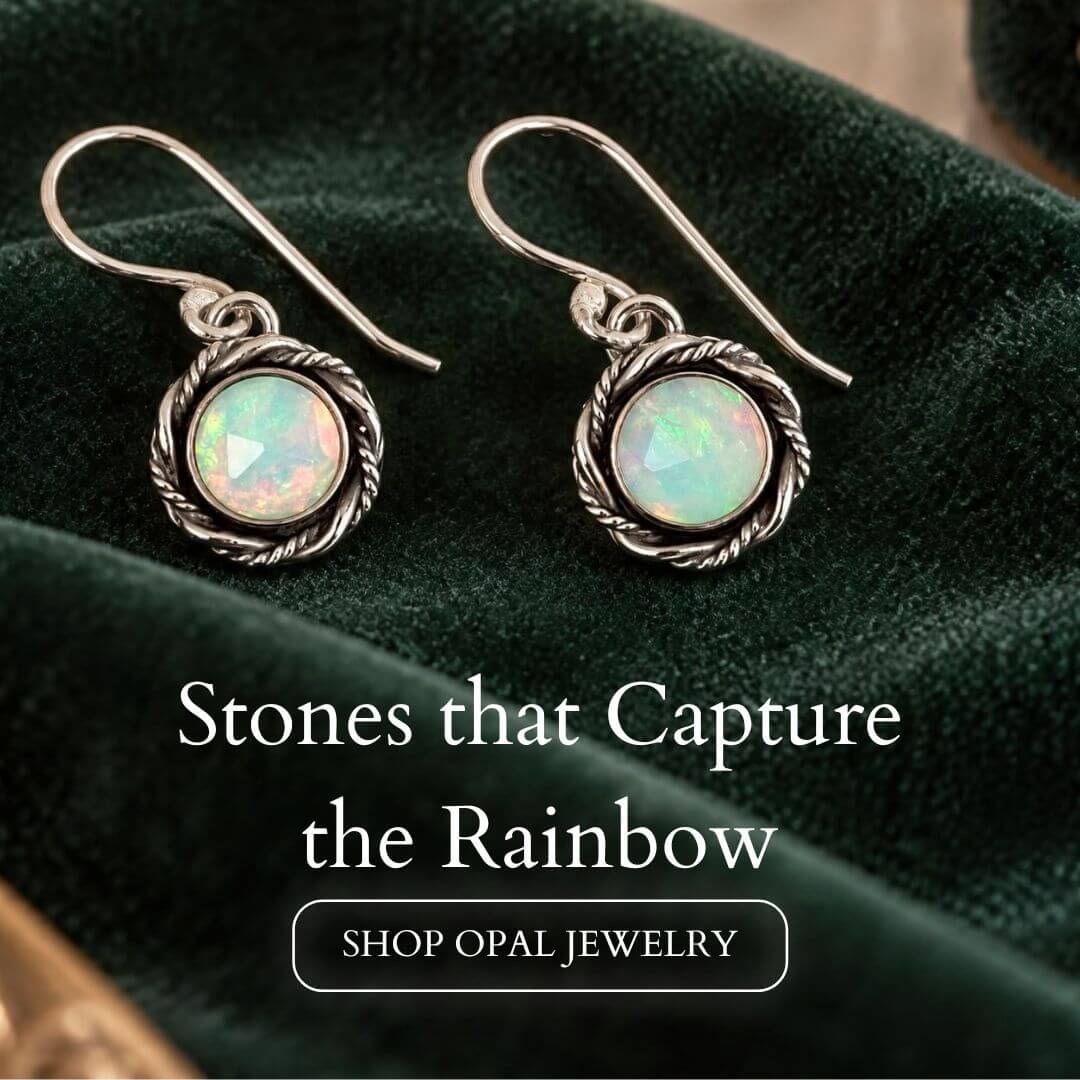 Victoriana Opal Drop Earrings - October's Opal Birthstone Jewelry - mobile