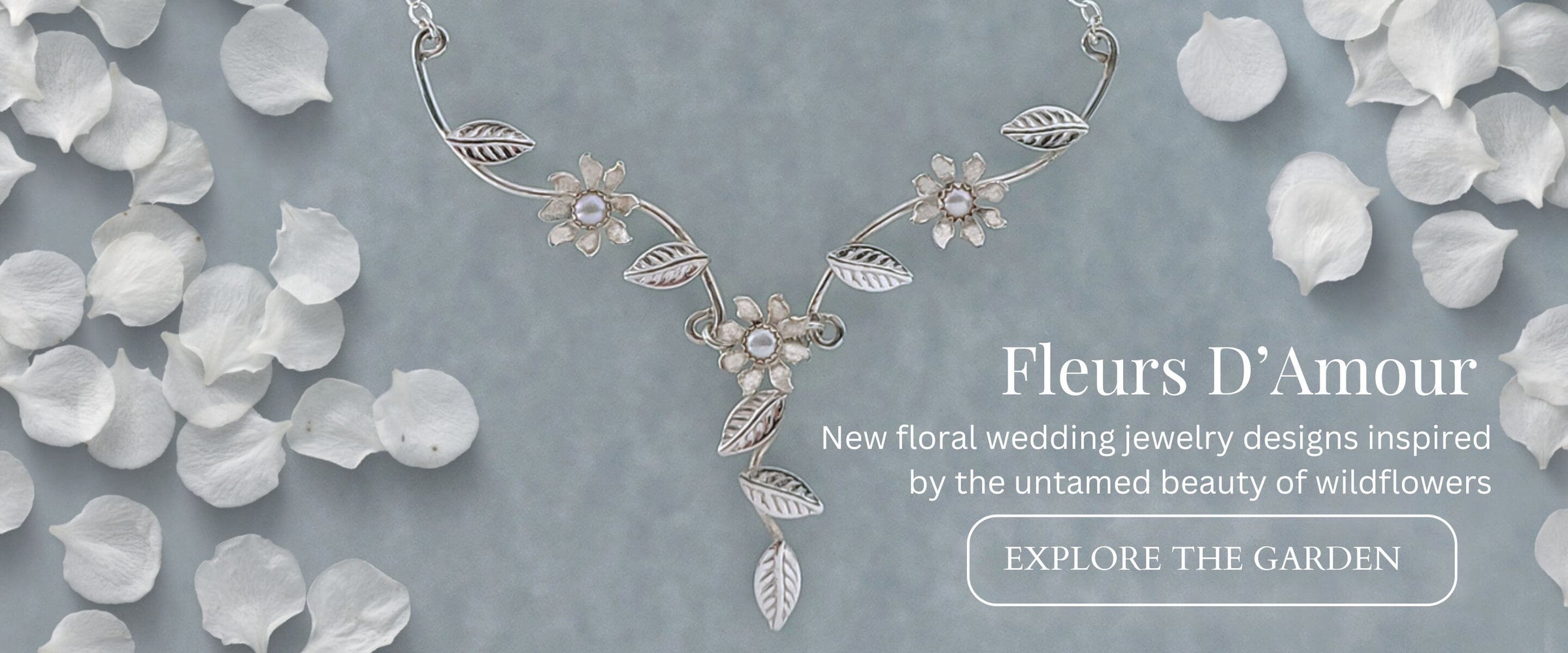 Handmade romantic floral wedding jewelry inspired by wildflowers in the Fleurs D'amour Collection