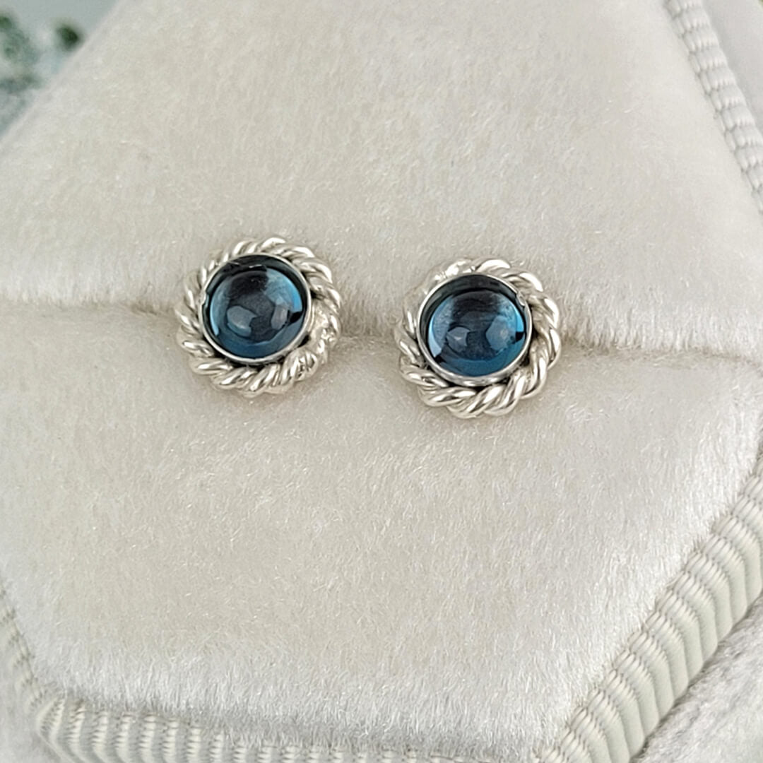 Gemstone Stud London Blue Topaz Earrings in Sterling Silver