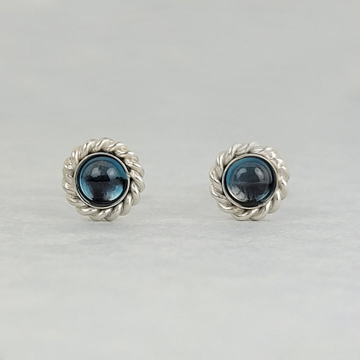 Gemstone Stud London Blue Topaz Earrings in Sterling Silver