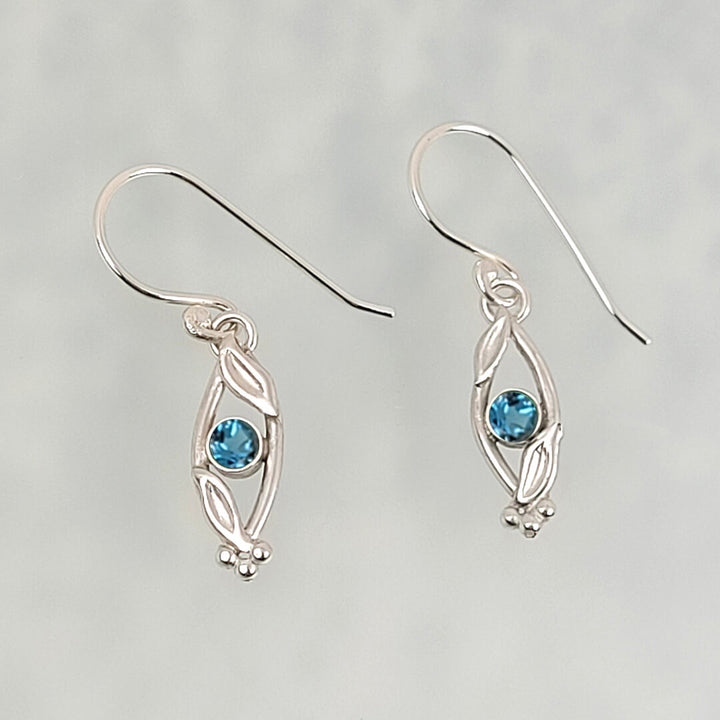 Cradle Vine London Blue Topaz Earrings in Sterling Silver