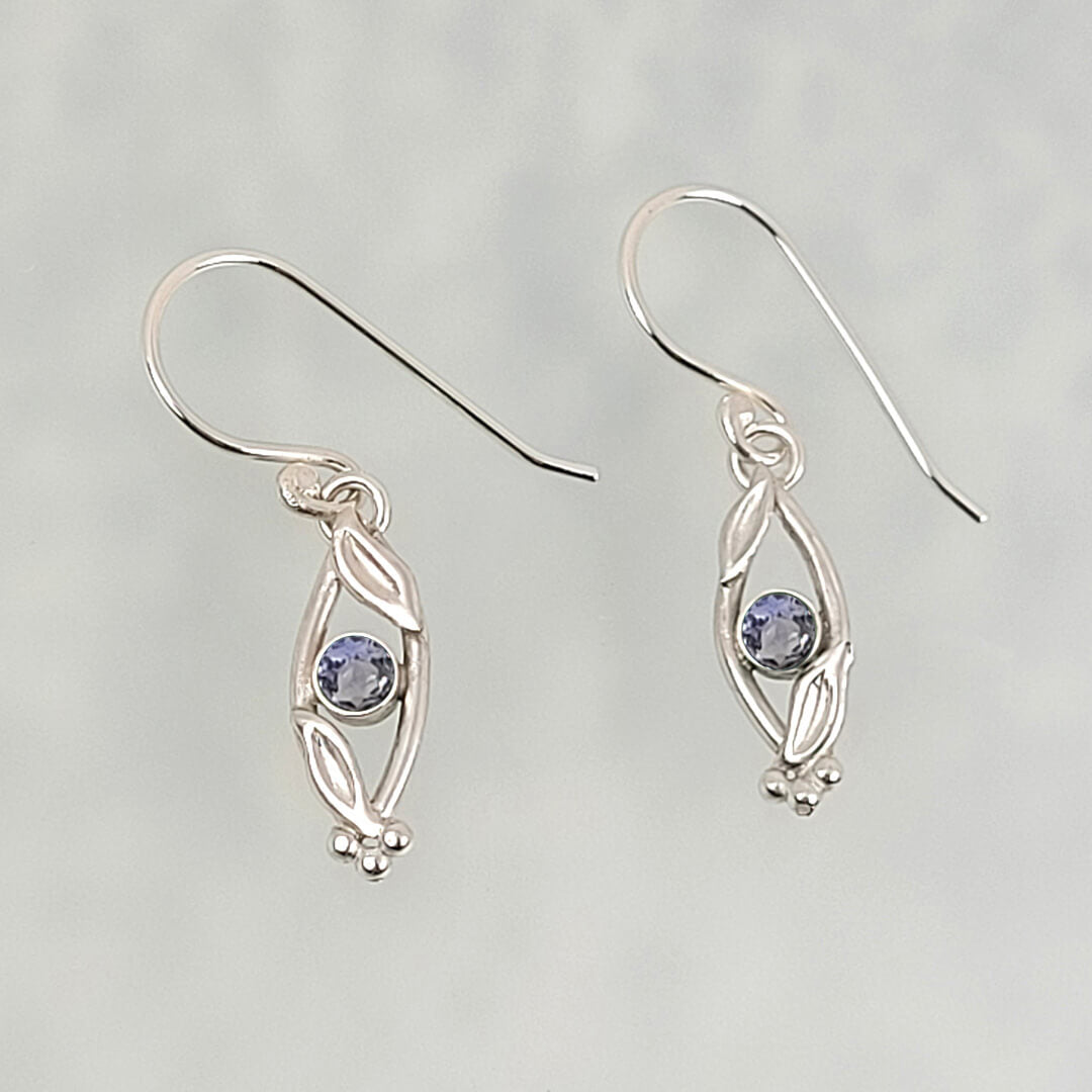 Leaf Tanzanite Earrings in Sterling Silver