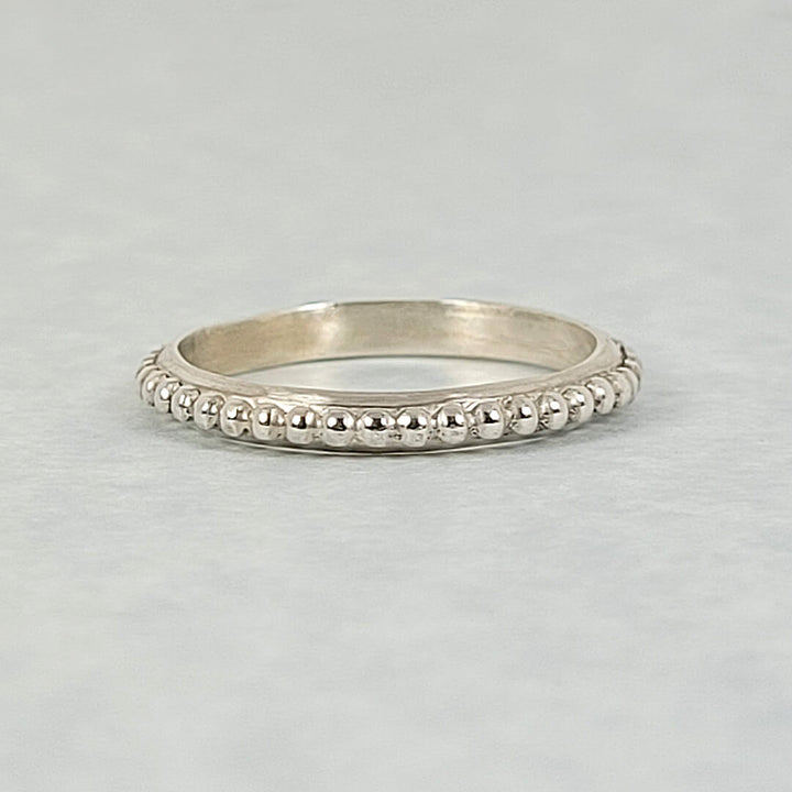 Dewdrop Beaded Ring Band in Sterling Silver