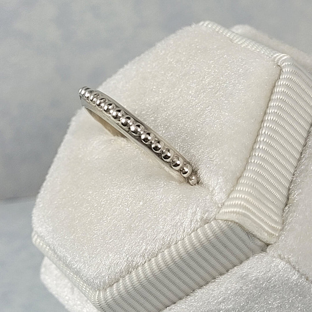 Dewdrop Beaded Ring Band in Sterling Silver