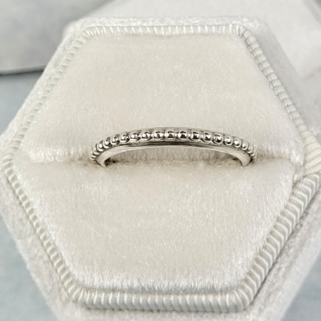 Dewdrop Beaded Ring Wedding Band in Sterling Silver