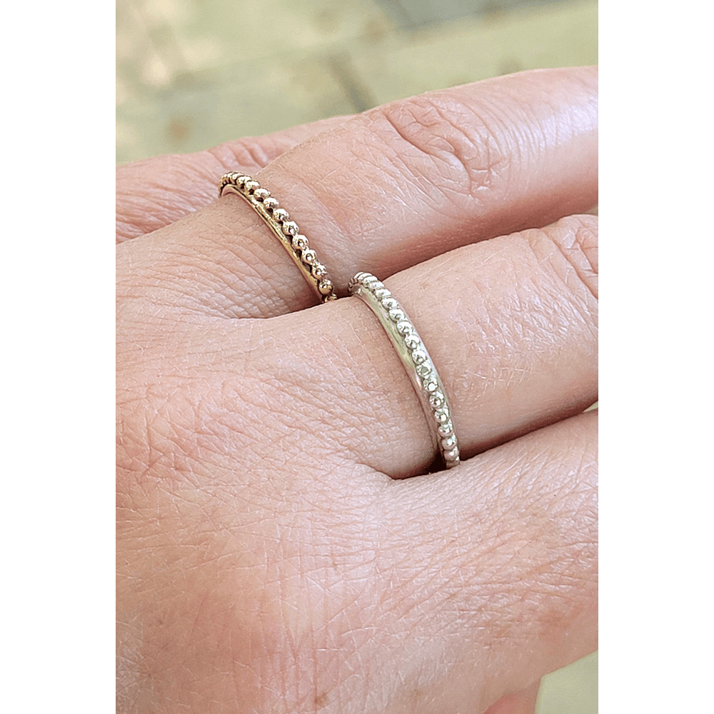 Dewdrop Beaded Ring Band in 14kt Gold and Sterling Silver