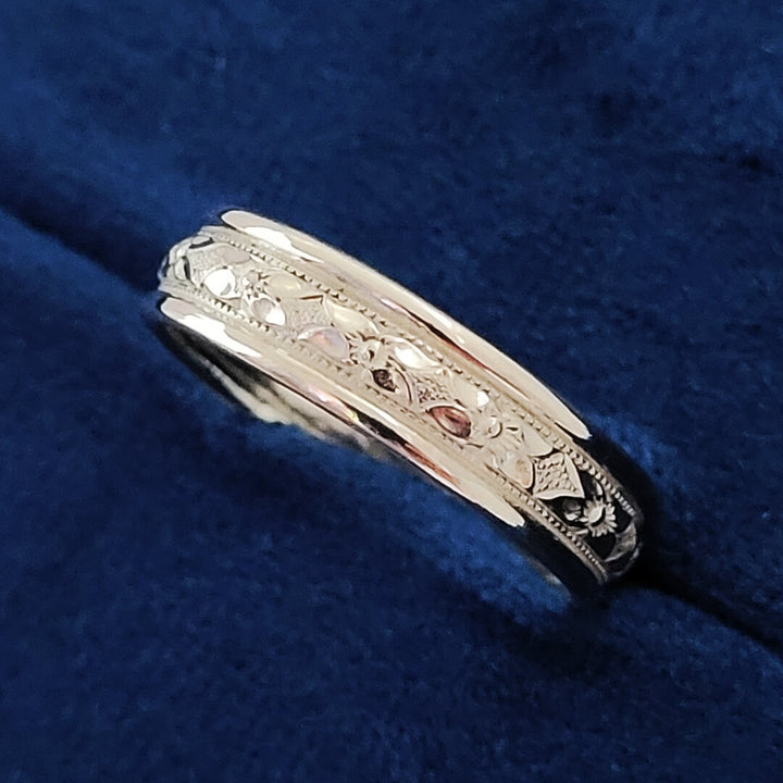 vintage style classic men's wedding band in sterling silver