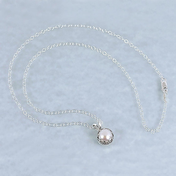 Edwardian Vintage-Inspired Pearl Pendant Necklace in Sterling Silver 