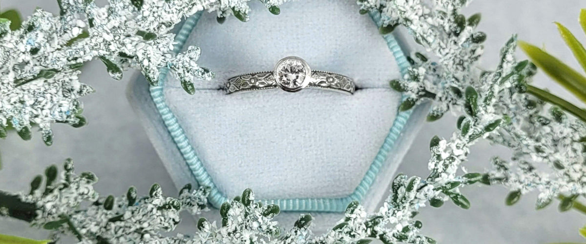 Edwardian inspired vintage style natural white sapphire engagement ring in sterling silver   - bespoke engagement and wedding bands Edwardian Bridal Collection
