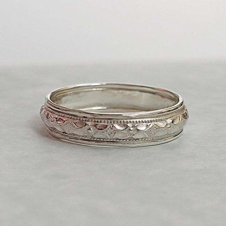 vintage style classic women's wedding band in sterling silver