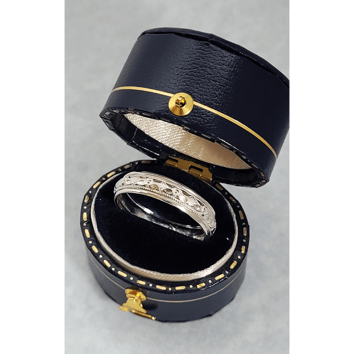 vintage style classic women's wedding band in sterling silver