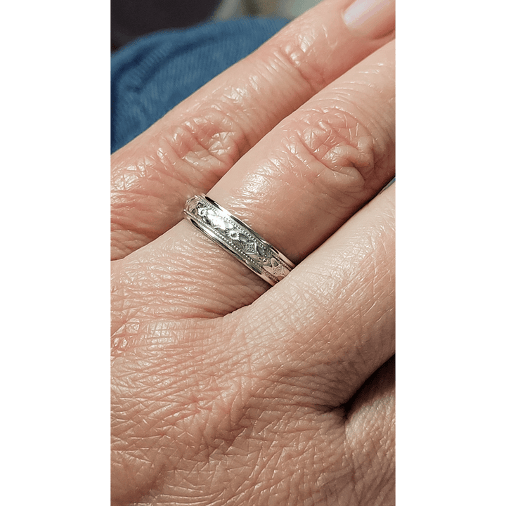 vintage style classic women's wedding band in sterling silver