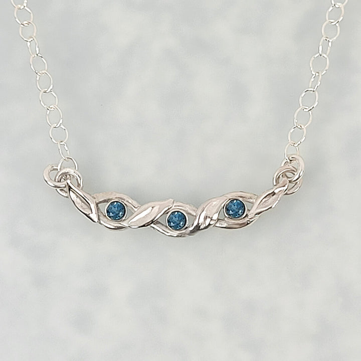 Vine London Blue Topaz Necklace in Sterling Silver